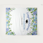 Blauwe Hortensia Bloemen Afstudeerfoto Afstudeerac Wandkleed (Voorkant (horizontaal))