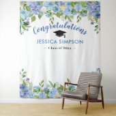 Blauwe Hortensia Bloemen Afstudeerfoto Afstudeerac Wandkleed (In situ)