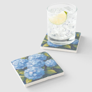 Blauwe Hortensia Bloemen Aquarel Bloemstuk Stenen Onderzetter