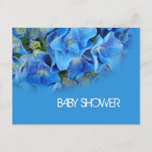 blauwe hortensia bloemen baby shower uitnodiging briefkaart