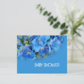 blauwe hortensia bloemen baby shower uitnodiging briefkaart (Staand voorkant)