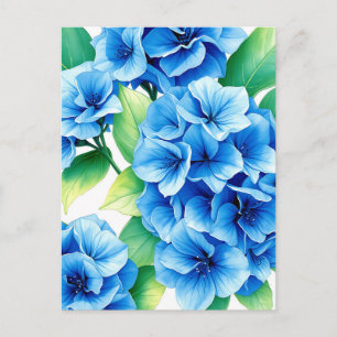 Blauwe Hortensia Bloemen Bloempatroon Briefkaart