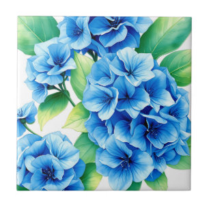 Blauwe Hortensia Bloemen Bloempatroon Tegeltje
