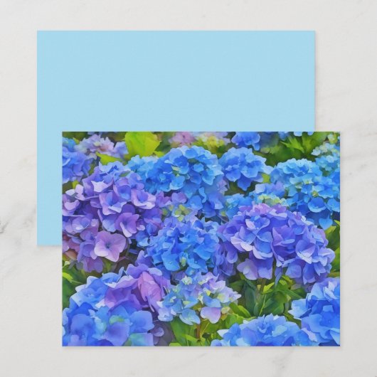 Blauwe Hortensia Bloemen Bloemstuk Kunst Notitieka Notitiekaartje (Voorkant / Achterkant)