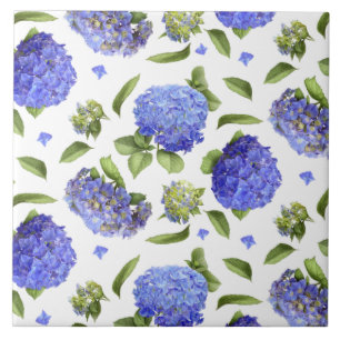 Blauwe Hortensia Bloemen Botanische Kunst  Tegeltje