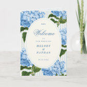 Blauwe Hortensia Bloemen Bruiloft Gevouwen Papier Programma (Voorkant)