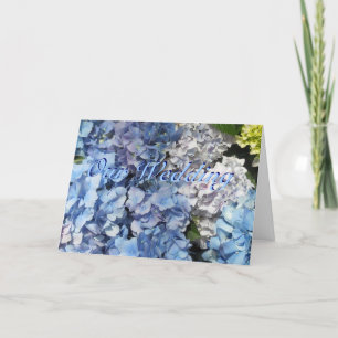 Blauwe hortensia bloemen bruiloft uitnodiging