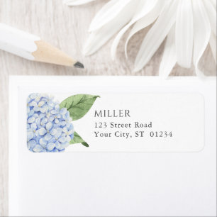 Blauwe Hortensia Bloemen Gepersonaliseerd Adres Etiket