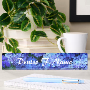 Blauwe Hortensia Bloemen Gepersonaliseerde Bloemen Naambordje