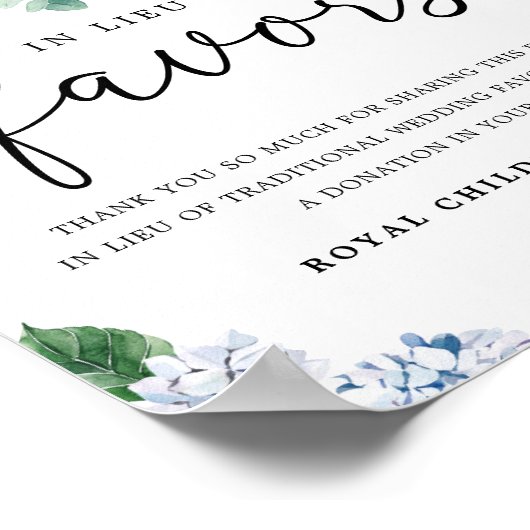 Blauwe Hortensia Bloemen In Plaats Van Favorieten  Poster (Hoek)