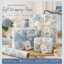 Blauwe Hortensia Bloemen Inpakpapier