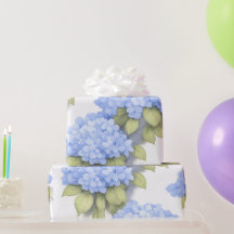Blauwe Hortensia Bloemen Inpakpapier – Boutique