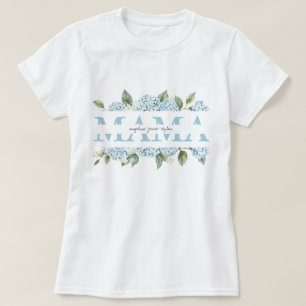 Blauwe Hortensia Bloemen Kinderen Namen Mama Cadea T-shirt
