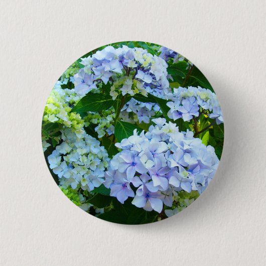 Blauwe Hortensia Bloemen knop Hortensia Tuin Ronde Button 5,7 Cm (Voorkant)