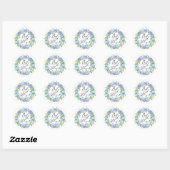 Blauwe Hortensia Bloemen Krans Baby Shower Ronde Sticker (Vel)