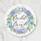 Blauwe Hortensia Bloemen Krans Bruids Brunch Bedankjes Labels (Voorkant)