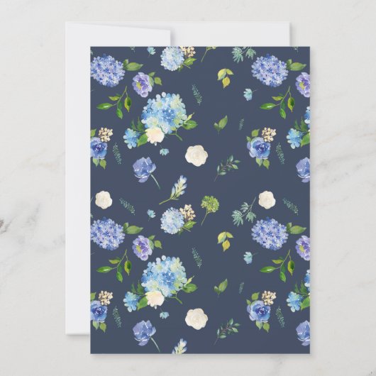 Blauwe Hortensia Bloemen Krans Bruids Brunch Kaart (Achterkant)