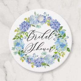 Blauwe Hortensia Bloemen Krans Bruidsdouche Bedankjes Labels