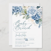 blauwe hortensia | Bloemen laten Baby shower achte Kaart (Voorkant)