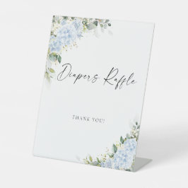 Blauwe Hortensia Bloemen Luier Raffle Bord Reclamebord Met Voetstuk