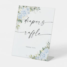 Blauwe Hortensia Bloemen Luier Raffle Bord Reclamebord Met Voetstuk