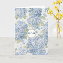 Blauwe Hortensia Bloemen MOM Kaart Elegant Cadeau