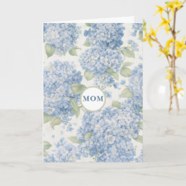Blauwe Hortensia Bloemen MOM Kaart Elegant Cadeau