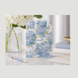 Blauwe Hortensia Bloemen MOM Kaart Elegant Cadeau
