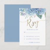 blauwe hortensia bloemen RSVP bruiloft Kaartje (Voorkant / Achterkant)