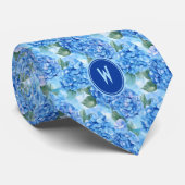 Blauwe Hortensia Bloemen Stropdas (Opgerold)