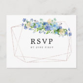Blauwe Hortensia Bloemen Trouw RSVP Briefkaart (Voorkant)