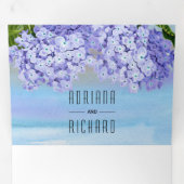 Blauwe hortensia bloemen waterverf bloemenbruiloft drieluik uitnodiging (Binnenzijde eerst)