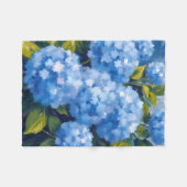 Blauwe Hortensia Bloemen Waterverf Bloemstuk Fleece Deken (Voorkant (Horizontaal))