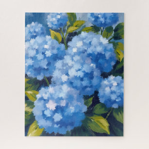Blauwe Hortensia Bloemen Waterverf Bloemstuk Legpuzzel