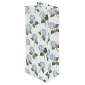 Blauwe Hortensia Bloemen Wijn Cadeautas (Achterkant Gekanteld)