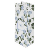 Blauwe Hortensia Bloemen Wijn Cadeautas (Voorkant Gekanteld)
