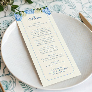 Blauwe Hortensia Bloemen Witte Rozen Tuin Bruiloft Menu