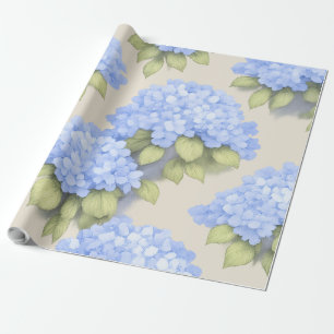 Blauwe Hortensia Bloemen Wrap Rol – Boutique Cadeaupapier
