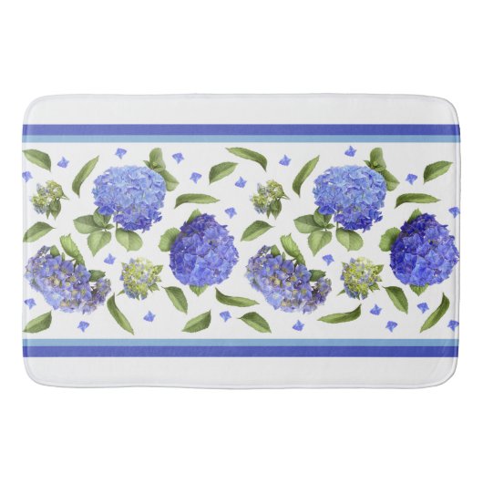 Blauwe Hortensia Bloemendesign Badmat (Voorkant)