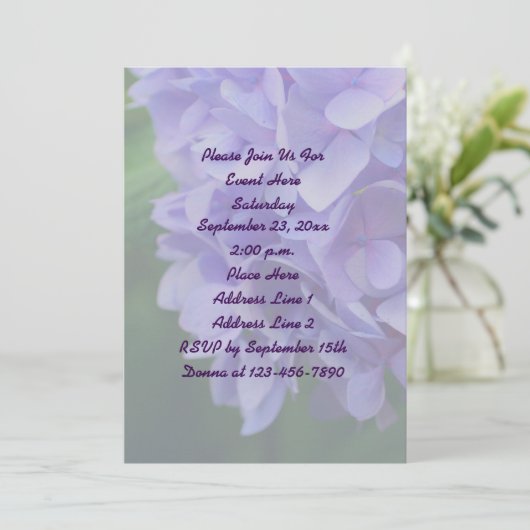 Blauwe hortensia bloemenfeest kaart (Staand voorkant)
