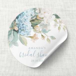 Blauwe Hortensia Bloemenschildering Bruidsuitnodig Ronde Sticker