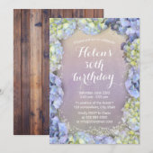 Blauwe Hortensia Bloemenschildering in Waterverf V Kaart (Voorkant / Achterkant)