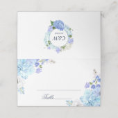 Blauwe Hortensia Bloemgroen Huwelijkstafel Plaatskaartje (Buitenkant ongevouwen)