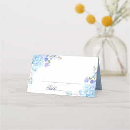 Blauwe Hortensia Bloemgroen Huwelijkstafel Plaatskaartje