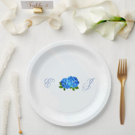 Blauwe Hortensia Bloemhuwelijk Papieren Bordje