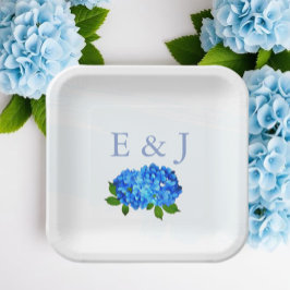 Blauwe Hortensia Bloemhuwelijk Papieren Bordje