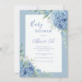 Blauwe Hortensia Bloemige Baby Elegante Shower Kaart (Voorkant)