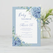 Blauwe Hortensia Bloemige Baby Elegante Shower Kaart (Staand voorkant)