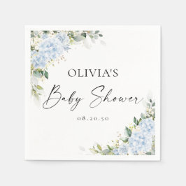 Blauwe Hortensia Bloemige Baby Shower Papieren Ser Servet