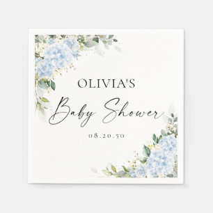 Blauwe Hortensia Bloemige Baby Shower Papieren Ser Servet